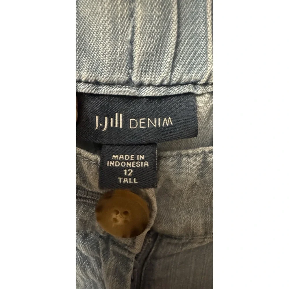 J. Jill Women's Blue Denim Tencel Straight Leg Pants Pockets 12 Tall 32